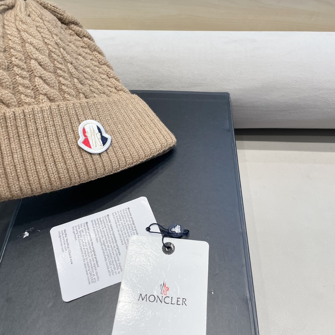  moncler秋冬新品100羊绒帽加厚保暖麻花ins男女通用时尚百搭针织毛线冷帽