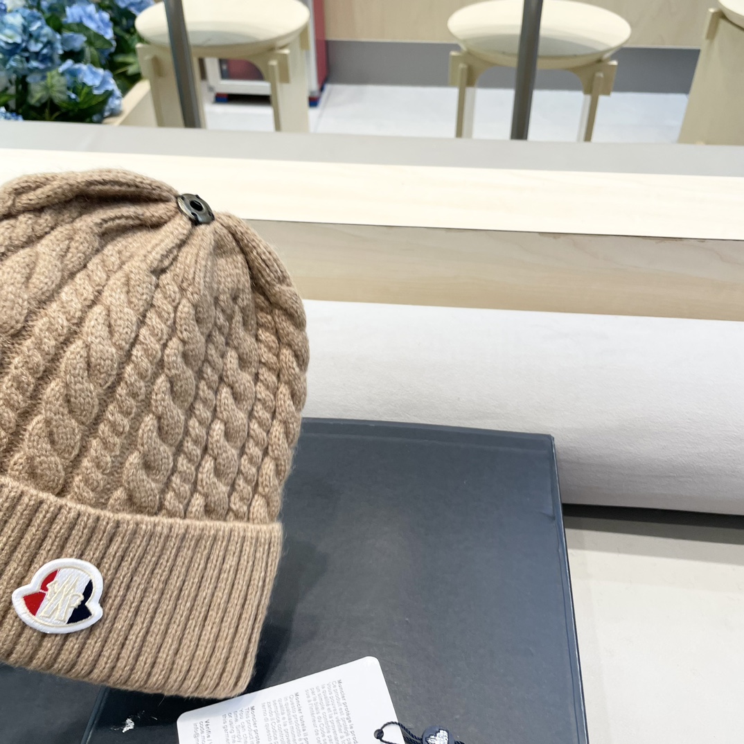  moncler秋冬新品100羊绒帽加厚保暖麻花ins男女通用时尚百搭针织毛线冷帽