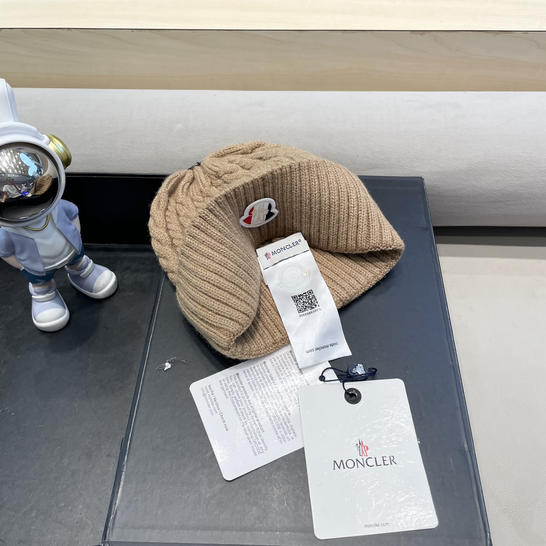  moncler秋冬新品100羊绒帽加厚保暖麻花ins男女通用时尚百搭针织毛线冷帽