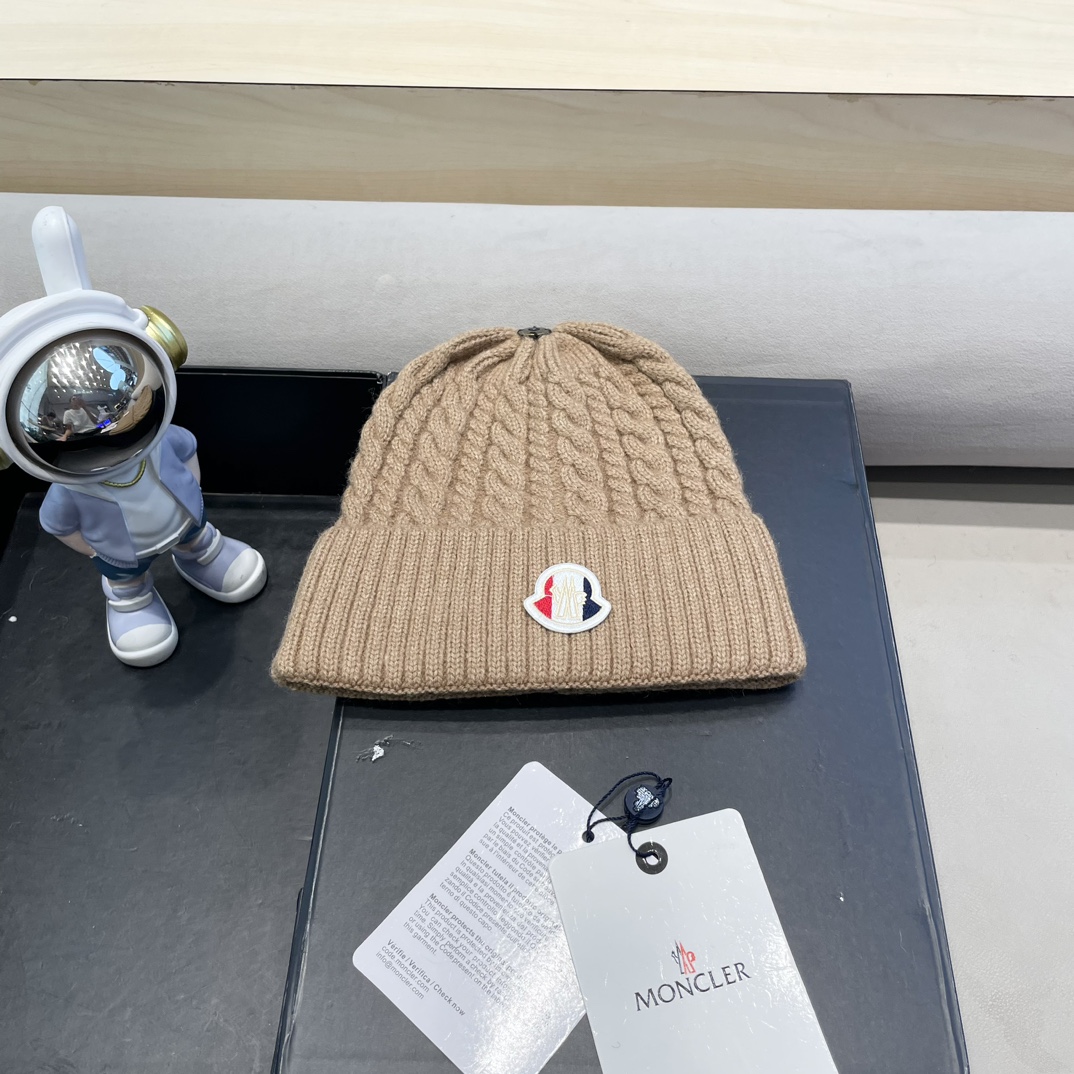  moncler秋冬新品100羊绒帽加厚保暖麻花ins男女通用时尚百搭针织毛线冷帽
