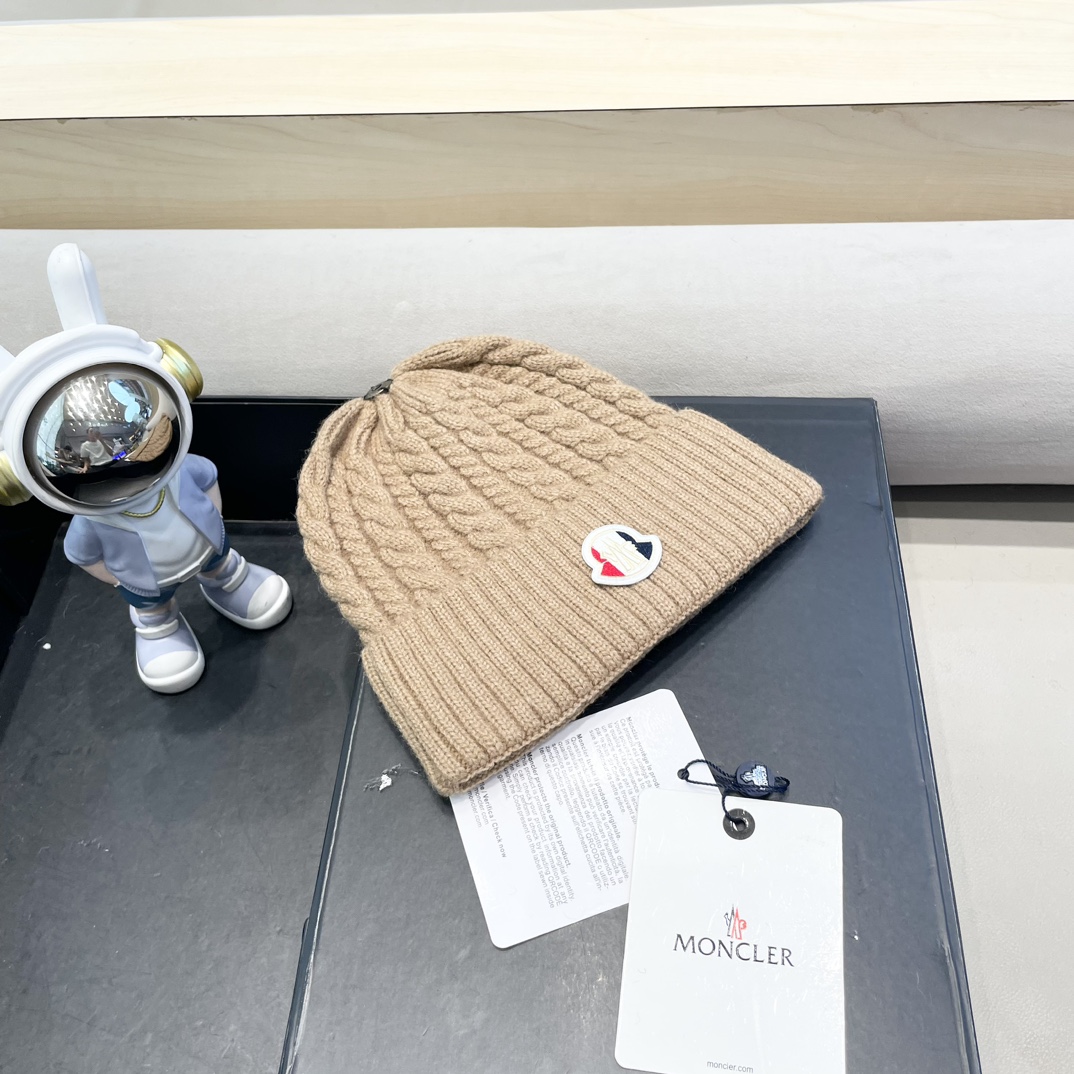  moncler秋冬新品100羊绒帽加厚保暖麻花ins男女通用时尚百搭针织毛线冷帽