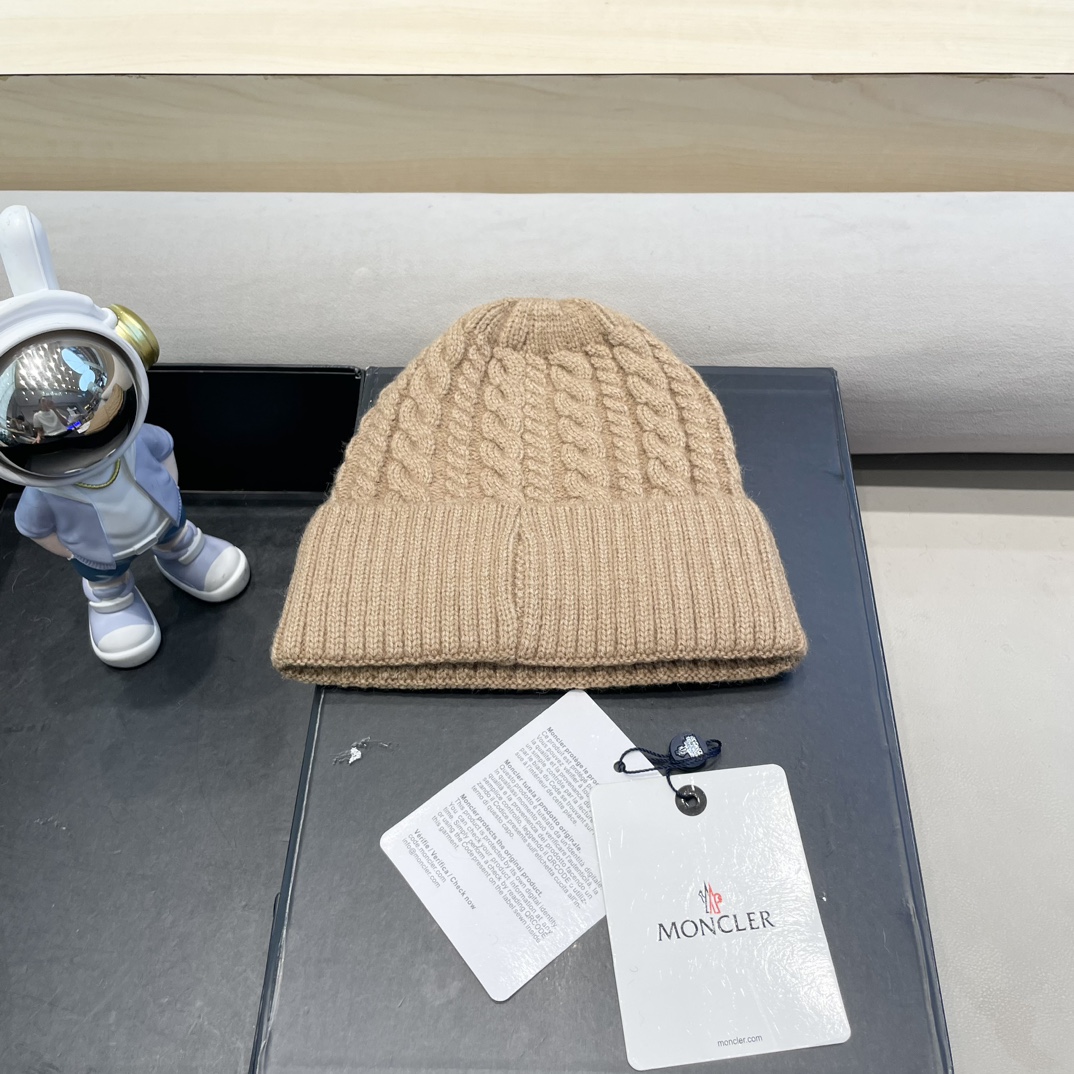  moncler秋冬新品100羊绒帽加厚保暖麻花ins男女通用时尚百搭针织毛线冷帽