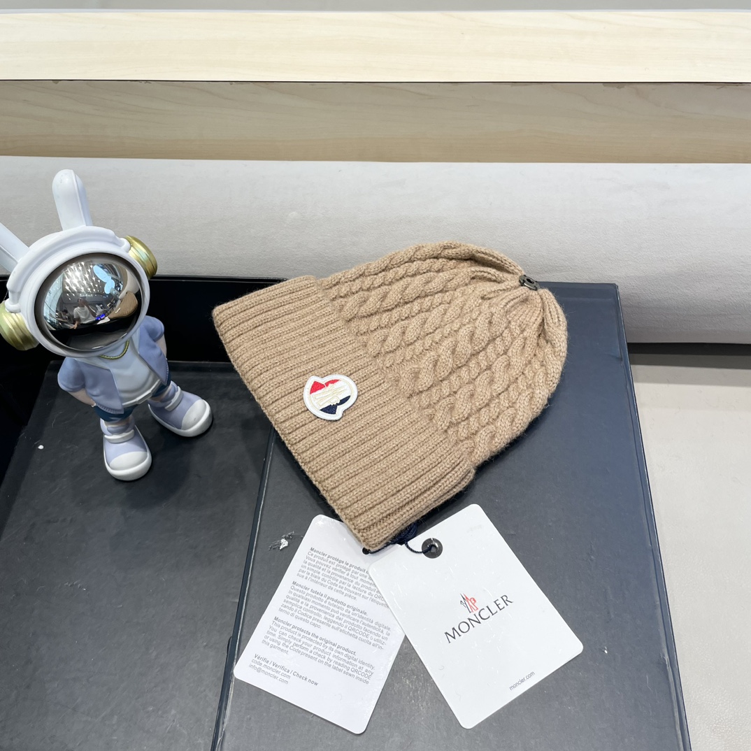  moncler秋冬新品100羊绒帽加厚保暖麻花ins男女通用时尚百搭针织毛线冷帽