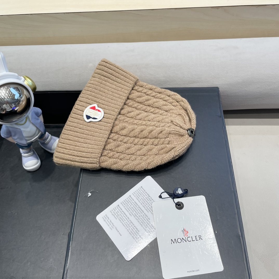  moncler秋冬新品100羊绒帽加厚保暖麻花ins男女通用时尚百搭针织毛线冷帽