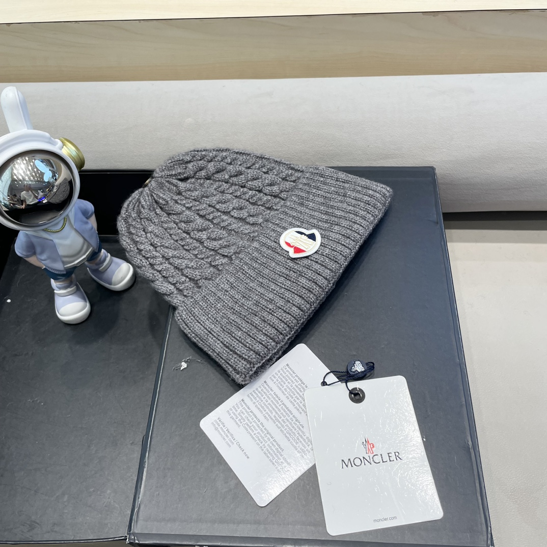  moncler秋冬新品100羊绒帽加厚保暖麻花ins男女通用时尚百搭针织毛线冷帽