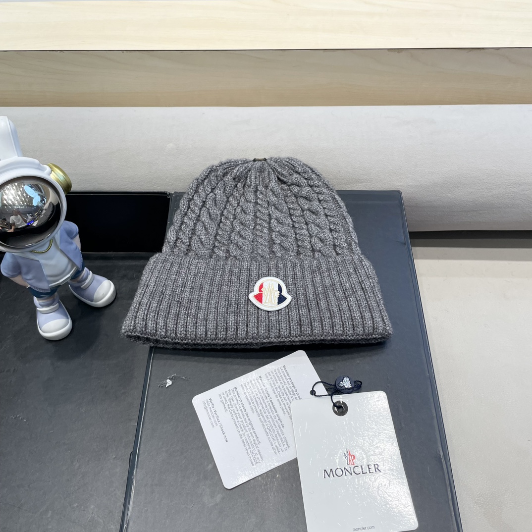  moncler秋冬新品100羊绒帽加厚保暖麻花ins男女通用时尚百搭针织毛线冷帽