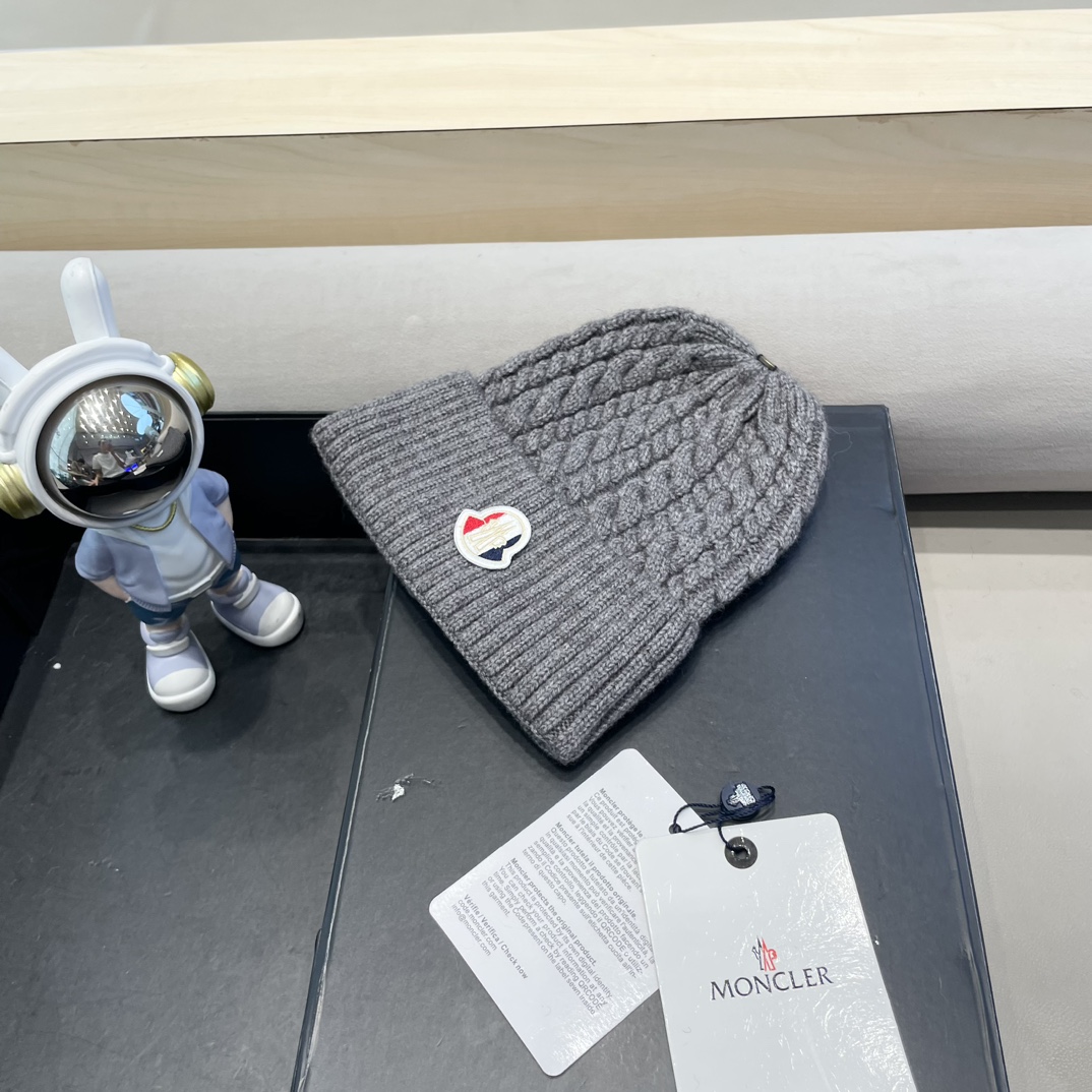  moncler秋冬新品100羊绒帽加厚保暖麻花ins男女通用时尚百搭针织毛线冷帽