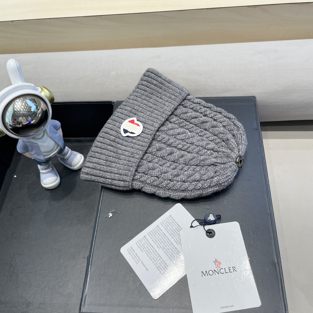  moncler秋冬新品100羊绒帽加厚保暖麻花ins男女通用时尚百搭针织毛线冷帽