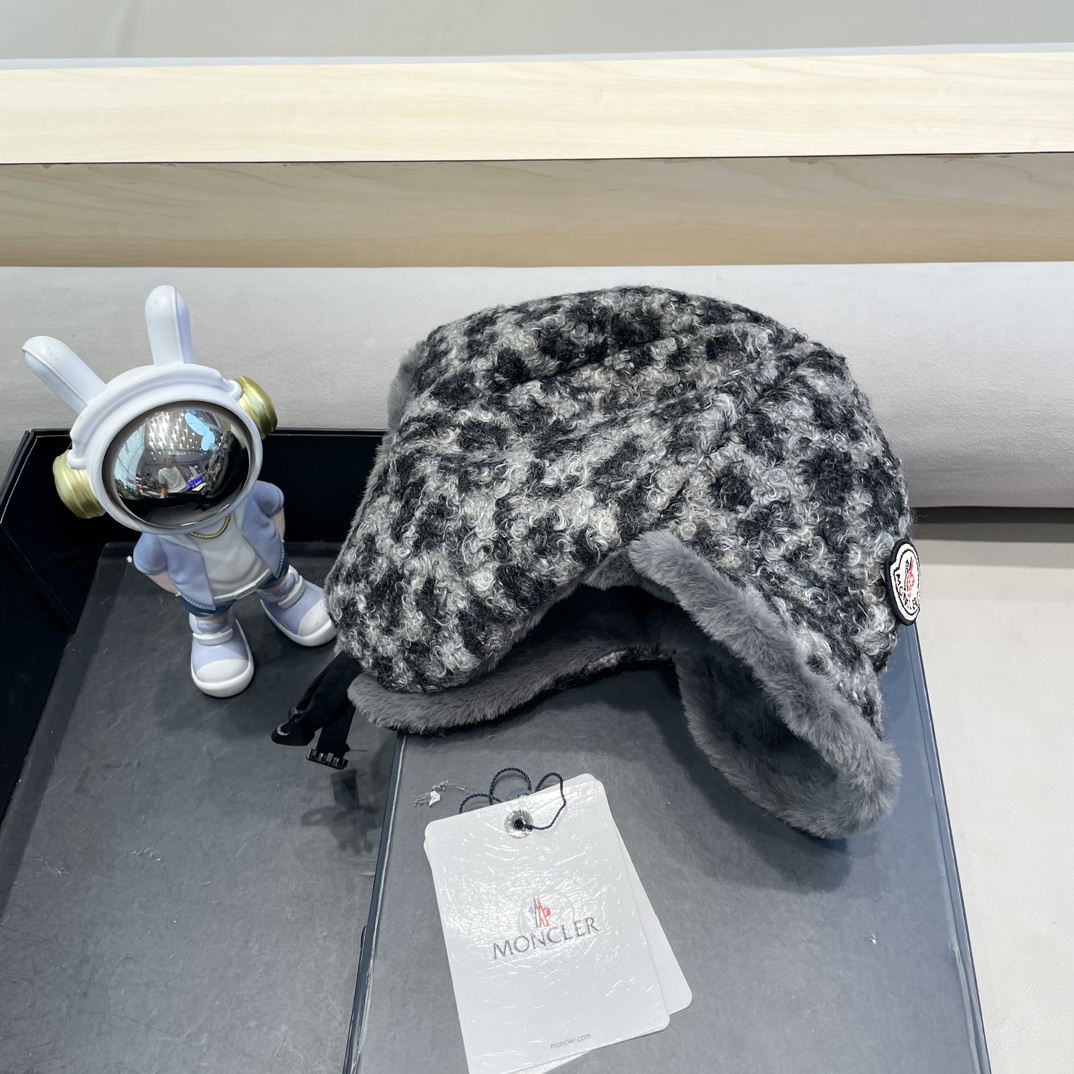 moncler冬季韩豹纹加绒加厚雷锋帽冬天户外保暖护耳帽男女抗寒休闲套头帽