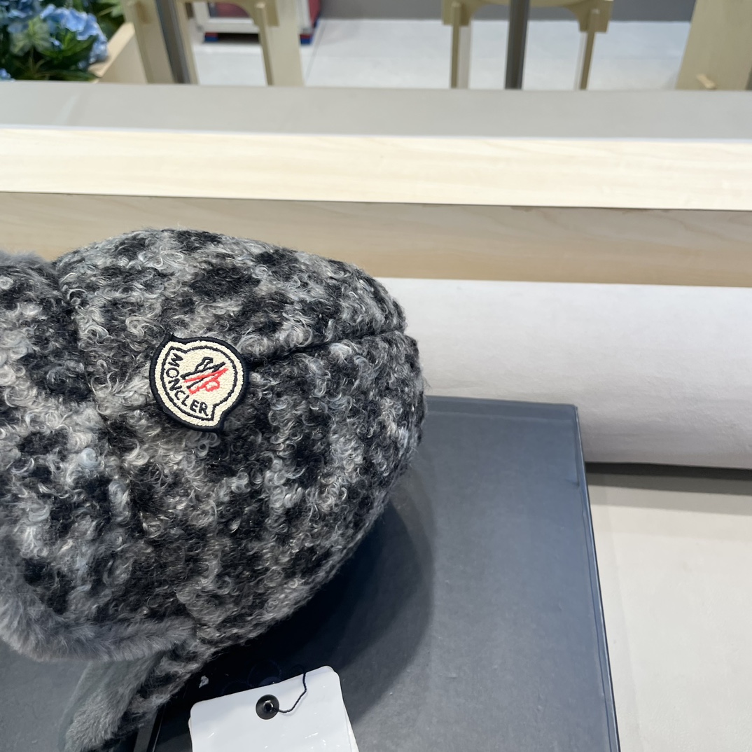  moncler冬季韩豹纹加绒加厚雷锋帽冬天户外保暖护耳帽男女抗寒休闲套头帽