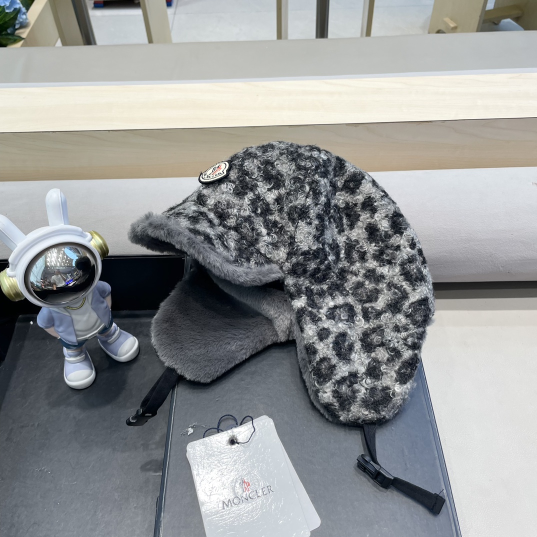  moncler冬季韩豹纹加绒加厚雷锋帽冬天户外保暖护耳帽男女抗寒休闲套头帽
