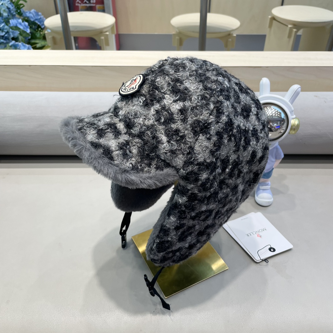  moncler冬季韩豹纹加绒加厚雷锋帽冬天户外保暖护耳帽男女抗寒休闲套头帽