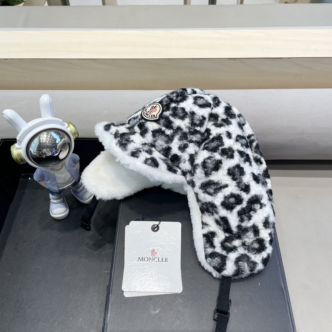  moncler冬季韩豹纹加绒加厚雷锋帽冬天户外保暖护耳帽男女抗寒休闲套头帽