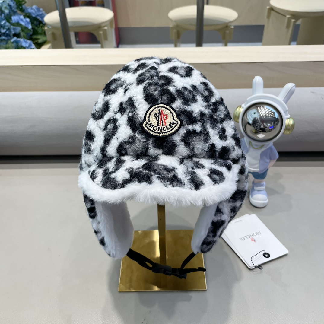  moncler冬季韩豹纹加绒加厚雷锋帽冬天户外保暖护耳帽男女抗寒休闲套头帽