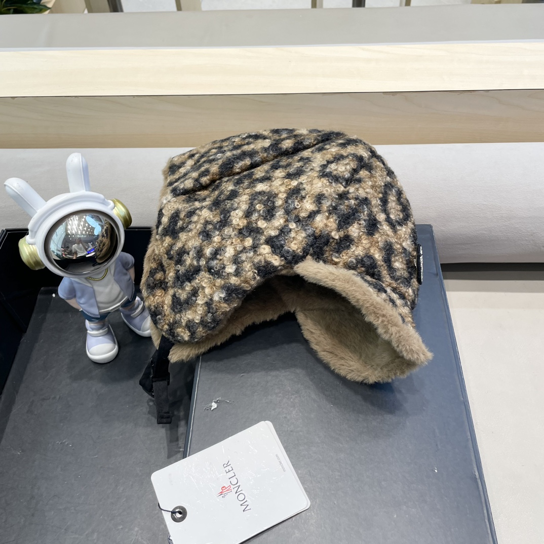  moncler冬季韩豹纹加绒加厚雷锋帽冬天户外保暖护耳帽男女抗寒休闲套头帽