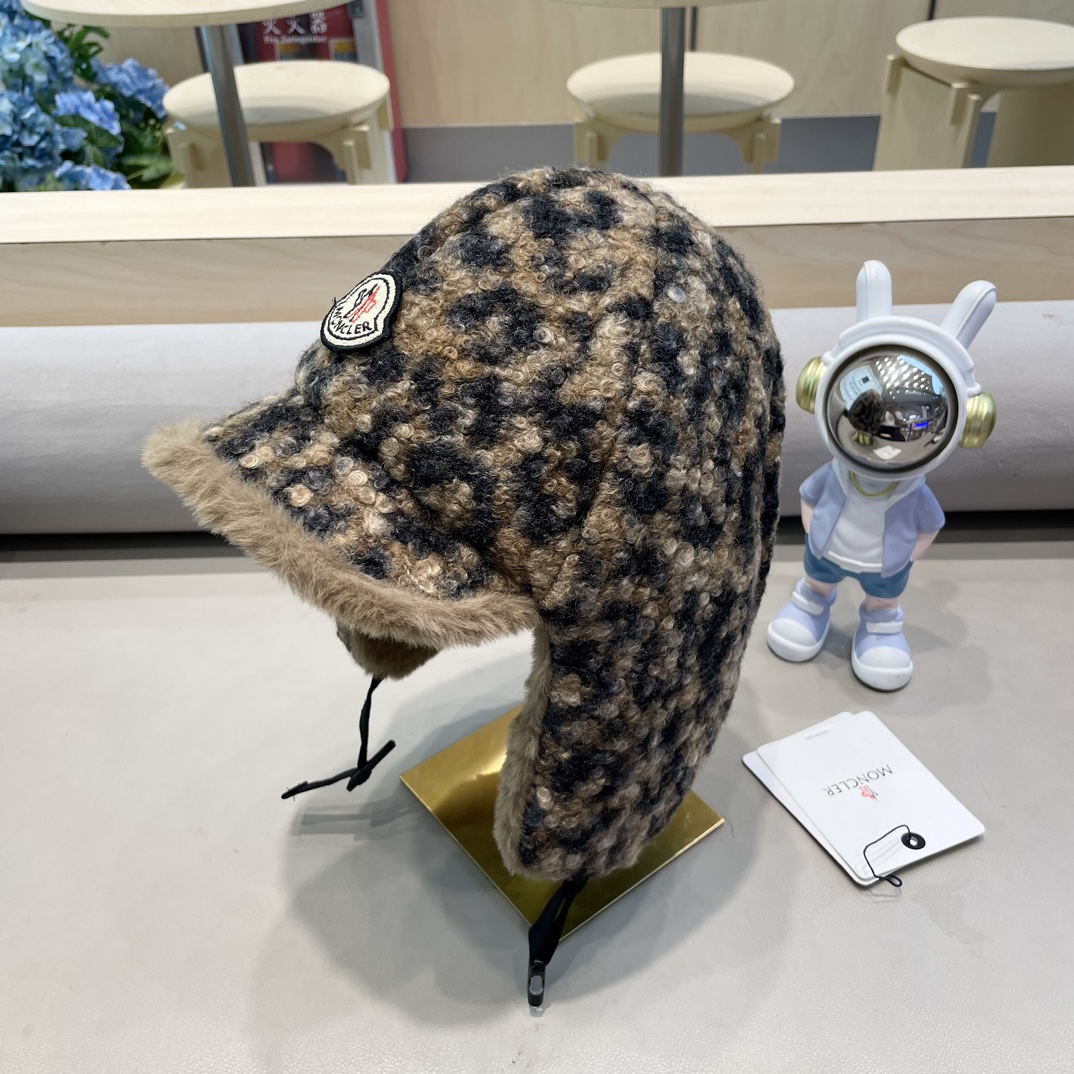  moncler冬季韩豹纹加绒加厚雷锋帽冬天户外保暖护耳帽男女抗寒休闲套头帽