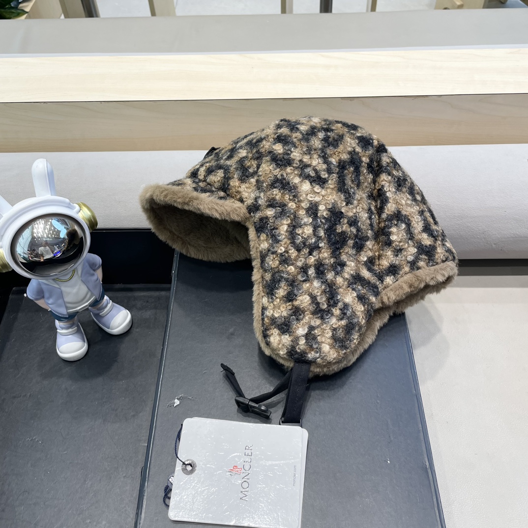  moncler冬季韩豹纹加绒加厚雷锋帽冬天户外保暖护耳帽男女抗寒休闲套头帽