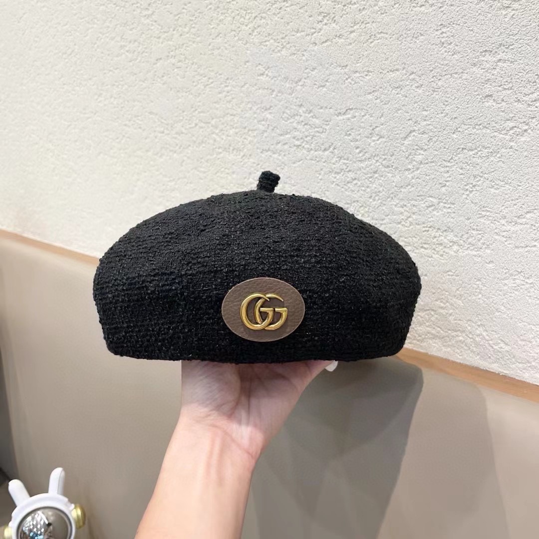 古奇Gucci搭严选帽子女贝雷帽Ins网红南瓜帽显脸小八角帽蓓蕾画家