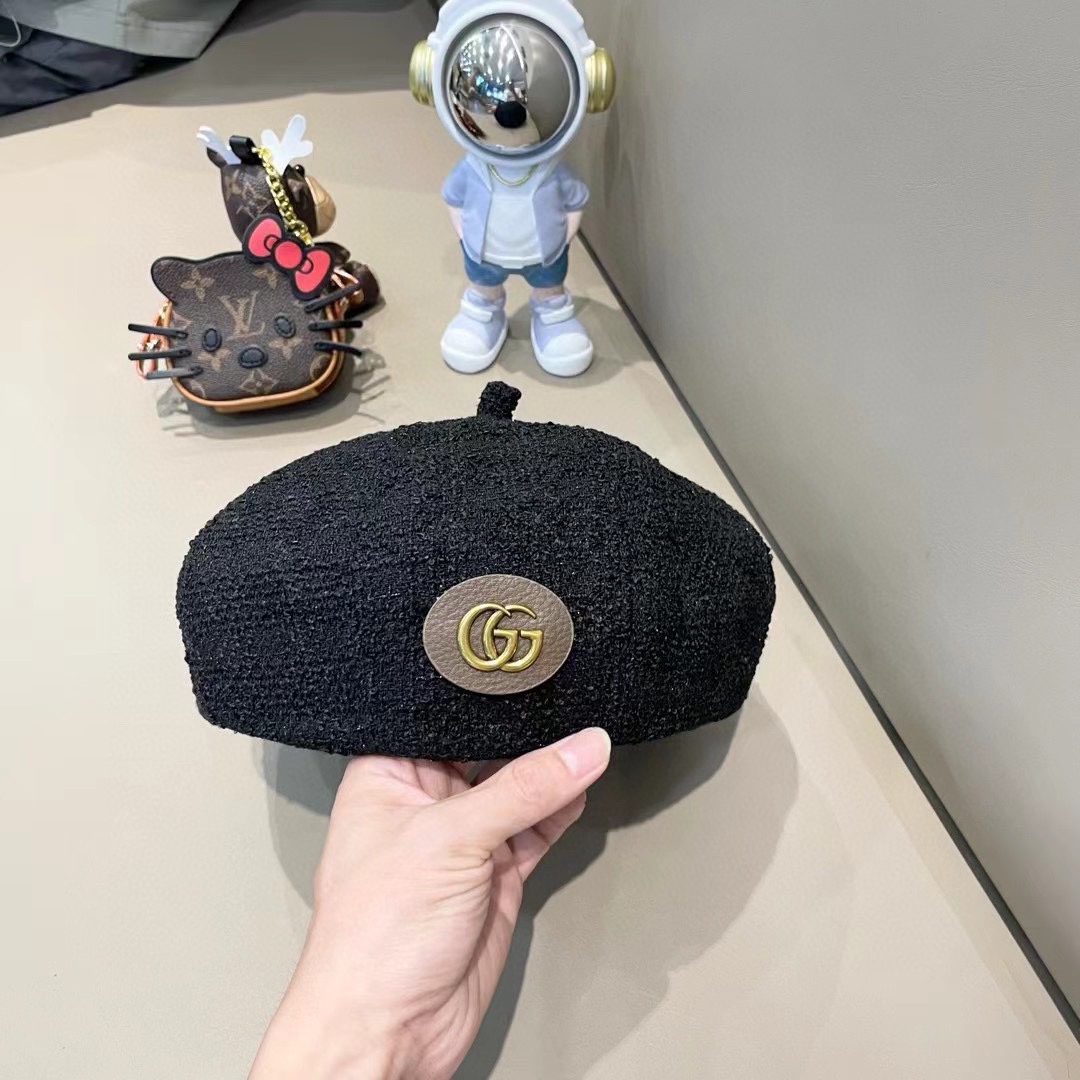 古奇Gucci搭严选帽子女贝雷帽Ins网红南瓜帽显脸小八角帽蓓蕾画家