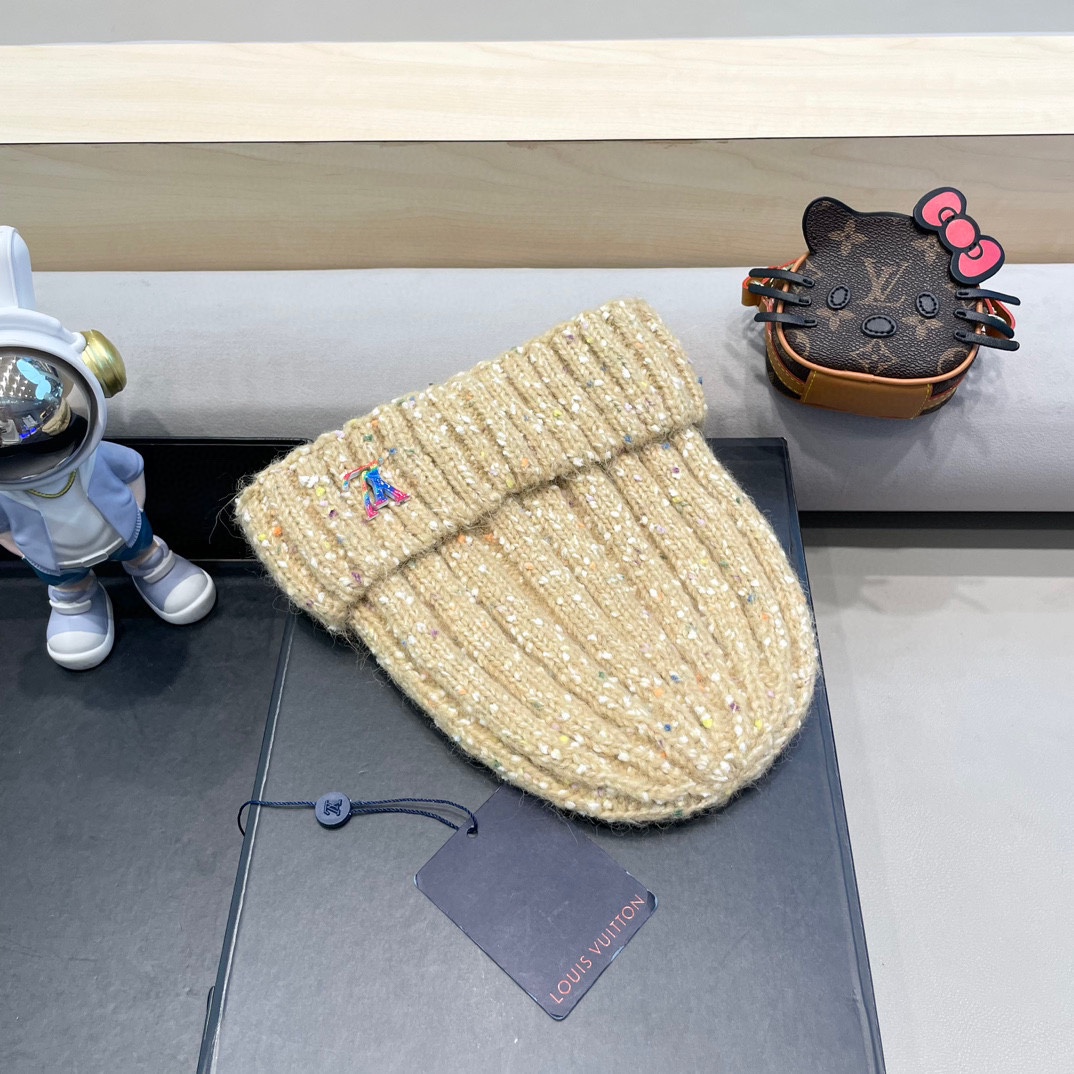  路易威登lv日系彩色毛线帽女秋冬2024新款保暖帽子百搭护耳保暖显脸小针织帽