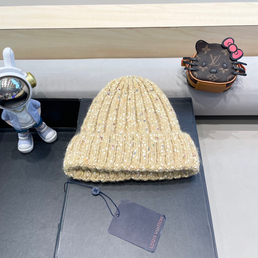  路易威登lv日系彩色毛线帽女秋冬2024新款保暖帽子百搭护耳保暖显脸小针织帽