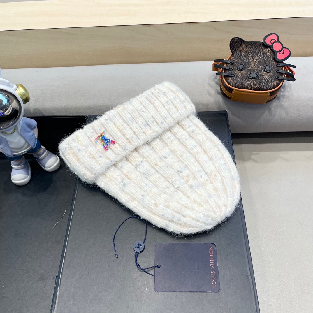  路易威登lv日系彩色毛线帽女秋冬2024新款保暖帽子百搭护耳保暖显脸小针织帽