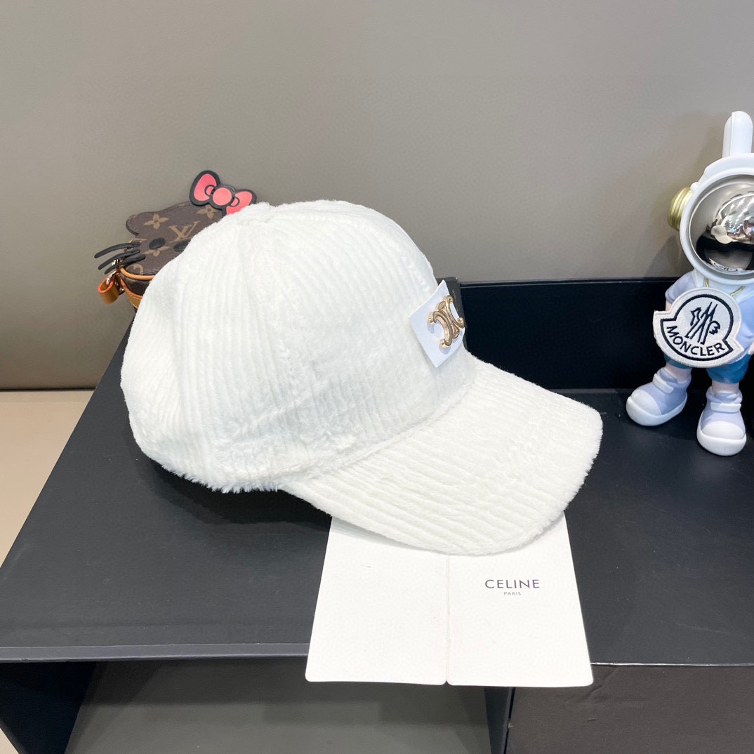  Celine赛琳新款韩版ins毛绒竖条纹鸭舌帽子女冬季保暖防寒百搭弯檐棒球帽男