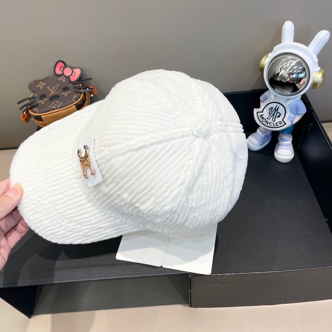  Celine赛琳新款韩版ins毛绒竖条纹鸭舌帽子女冬季保暖防寒百搭弯檐棒球帽男