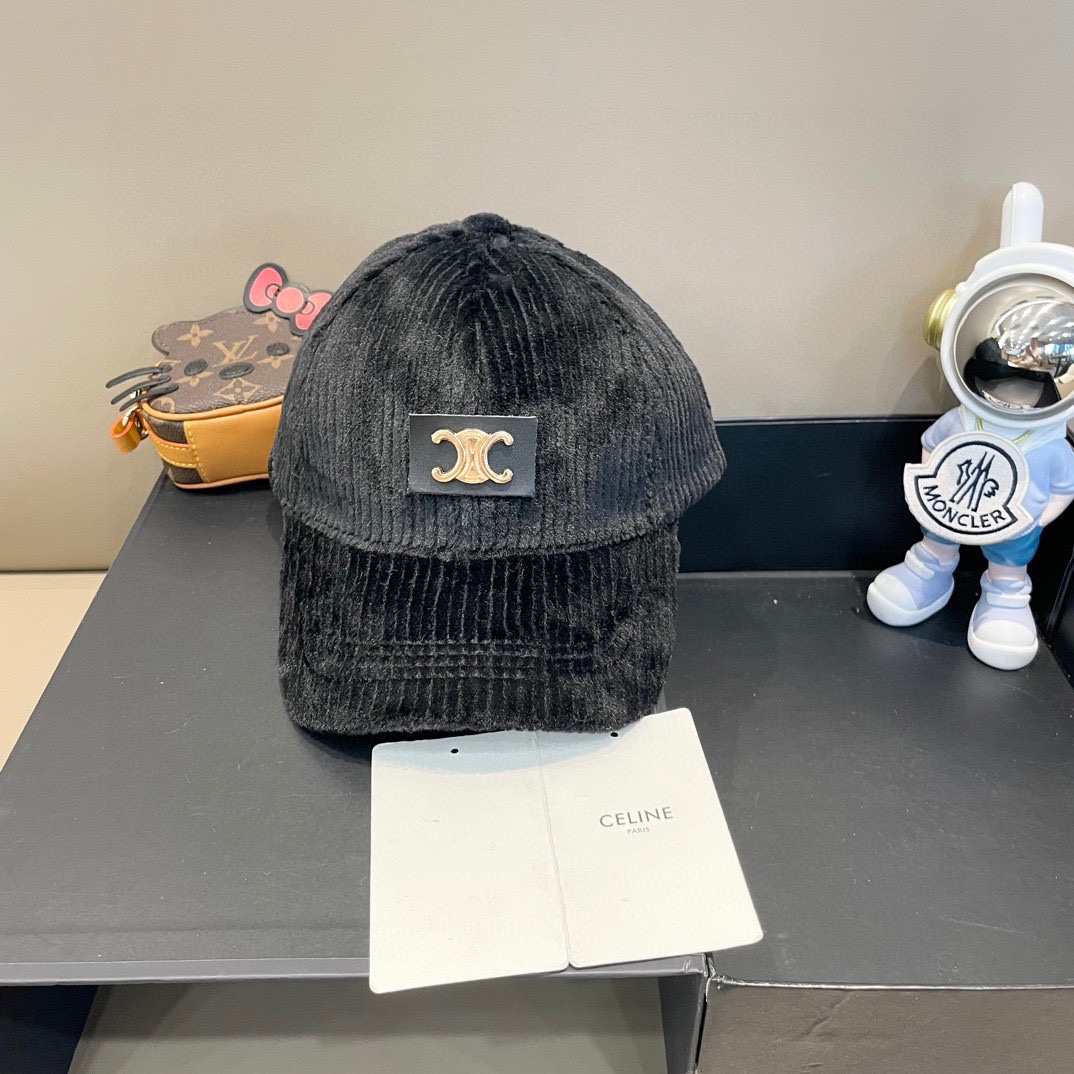  Celine赛琳新款韩版ins毛绒竖条纹鸭舌帽子女冬季保暖防寒百搭弯檐棒球帽男