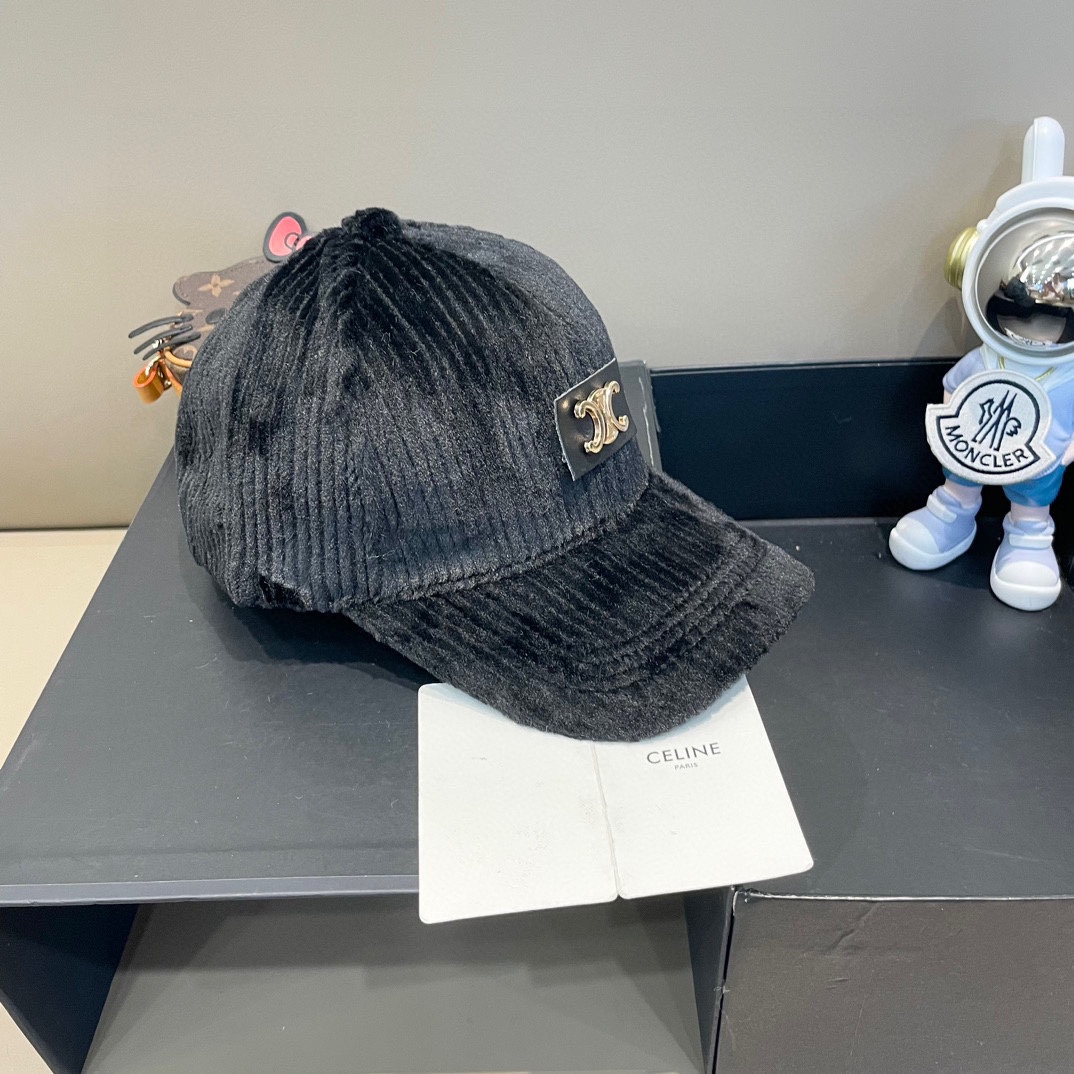 Celine赛琳新款韩版ins毛绒竖条纹鸭舌帽子女冬季保暖防寒百搭弯檐棒球帽男