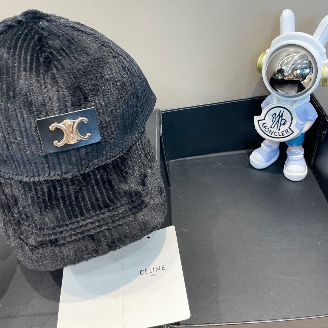  Celine赛琳新款韩版ins毛绒竖条纹鸭舌帽子女冬季保暖防寒百搭弯檐棒球帽男