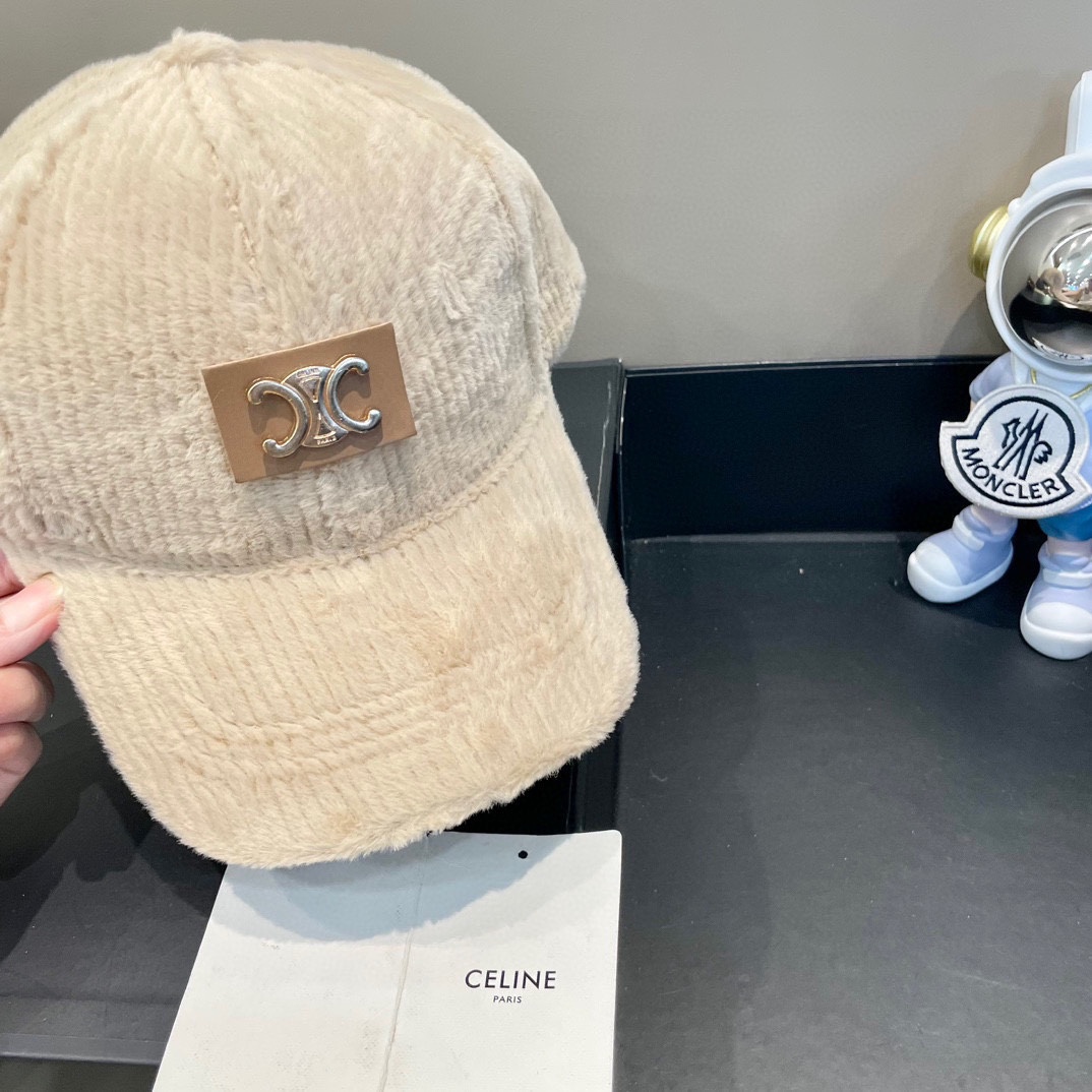  Celine赛琳新款韩版ins毛绒竖条纹鸭舌帽子女冬季保暖防寒百搭弯檐棒球帽男