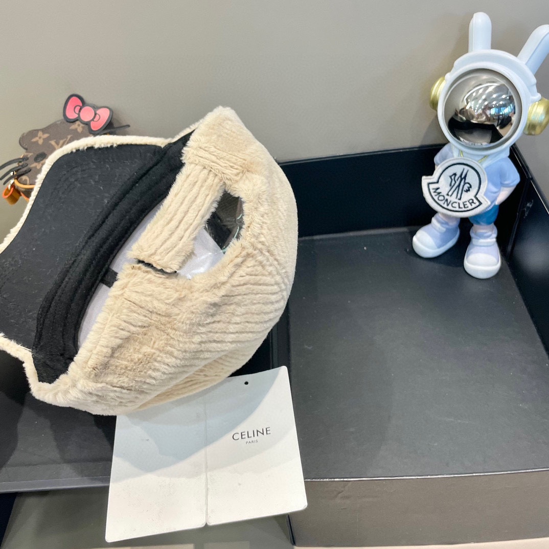  Celine赛琳新款韩版ins毛绒竖条纹鸭舌帽子女冬季保暖防寒百搭弯檐棒球帽男