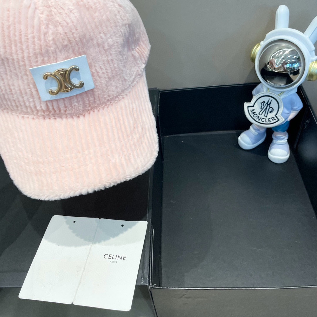  Celine赛琳新款韩版ins毛绒竖条纹鸭舌帽子女冬季保暖防寒百搭弯檐棒球帽男