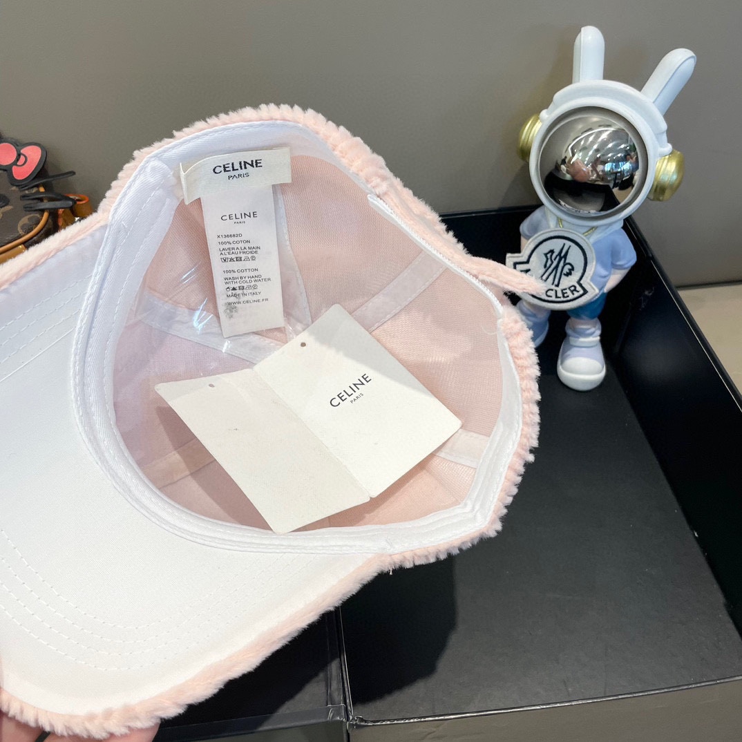  Celine赛琳新款韩版ins毛绒竖条纹鸭舌帽子女冬季保暖防寒百搭弯檐棒球帽男