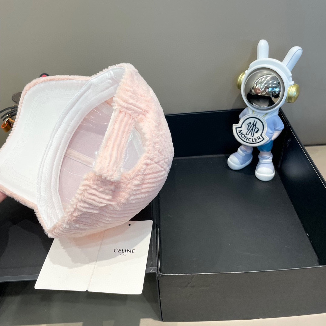 Celine赛琳新款韩版ins毛绒竖条纹鸭舌帽子女冬季保暖防寒百搭弯檐棒球帽男
