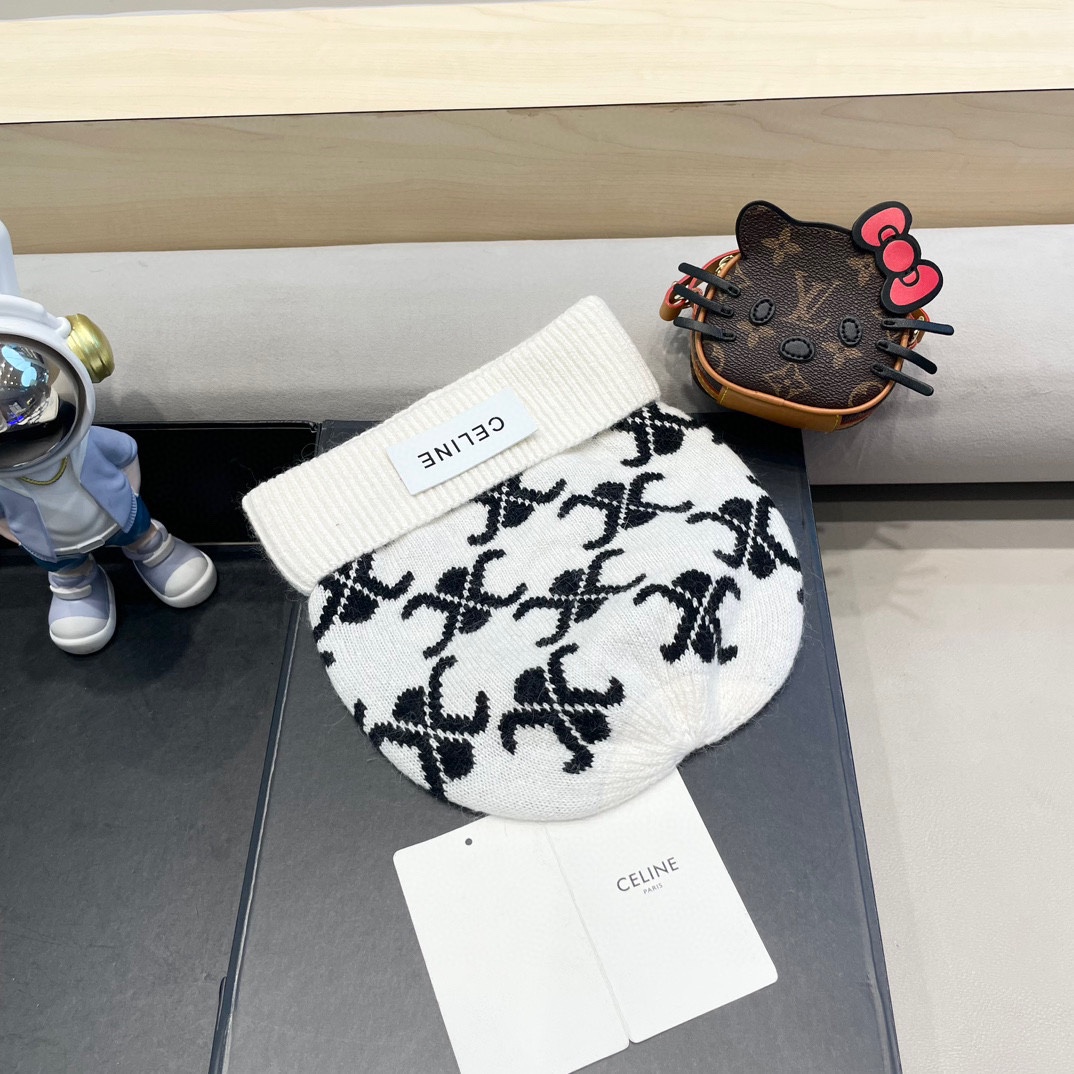  CELINE塞琳2024秋冬新款针织羊毛帽，毛线帽，50羊毛%50兔毛，跑量多色