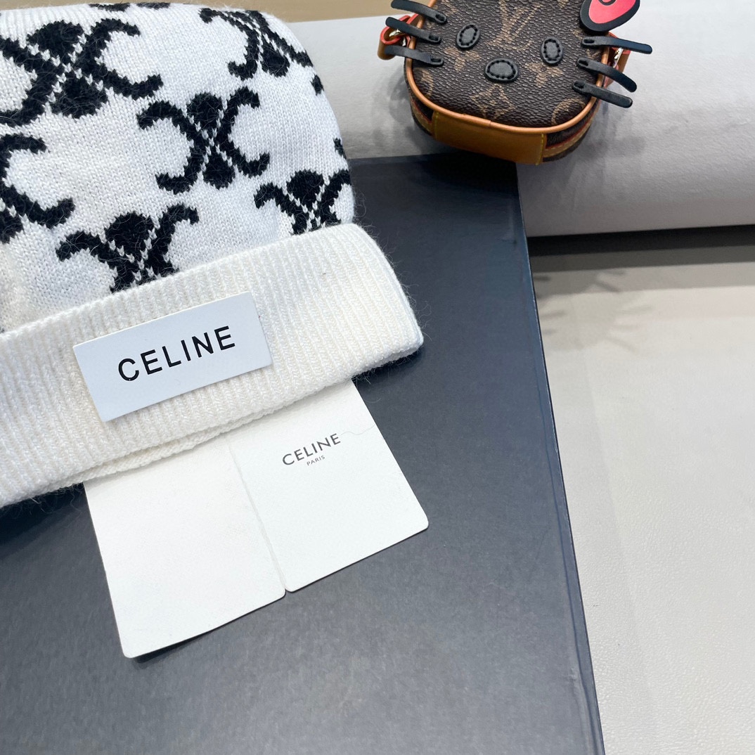  CELINE塞琳2024秋冬新款针织羊毛帽，毛线帽，50羊毛%50兔毛，跑量多色