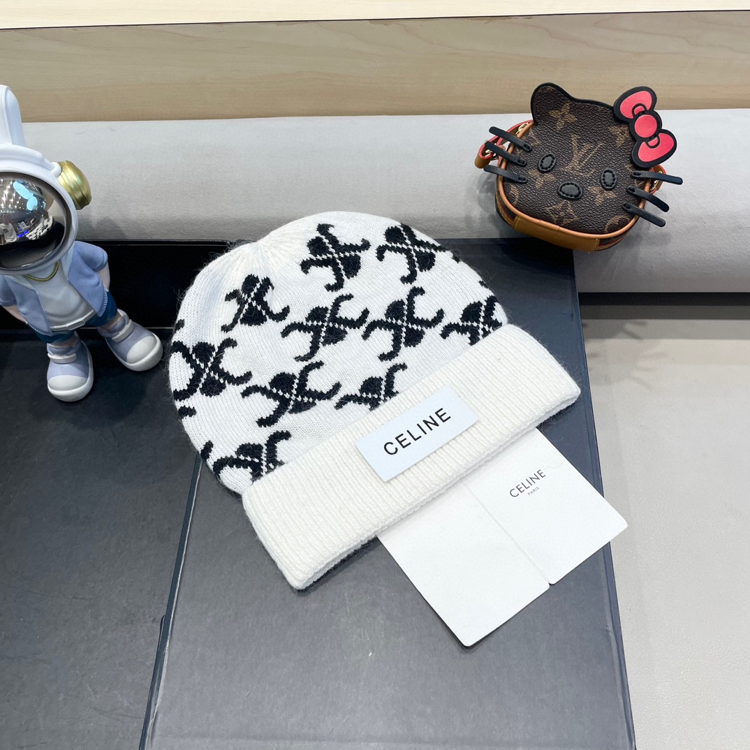  CELINE塞琳2024秋冬新款针织羊毛帽，毛线帽，50羊毛%50兔毛，跑量多色