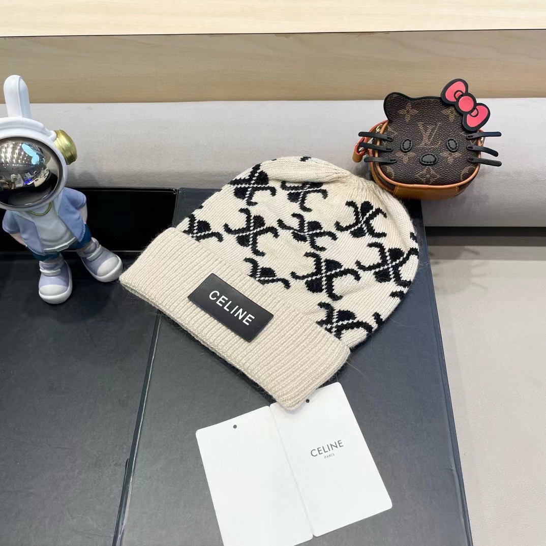  CELINE塞琳2024秋冬新款针织羊毛帽，毛线帽，50羊毛%50兔毛，跑量多色