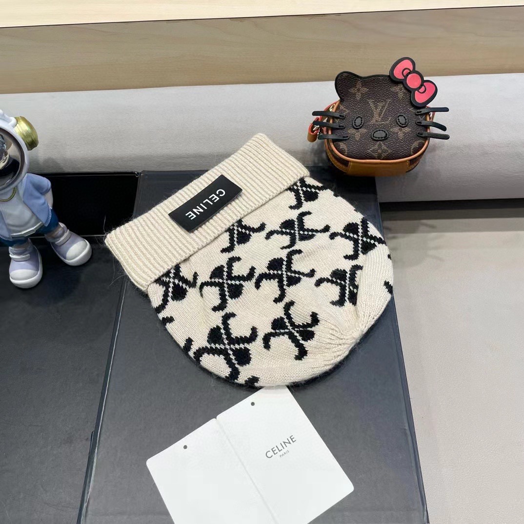  CELINE塞琳2024秋冬新款针织羊毛帽，毛线帽，50羊毛%50兔毛，跑量多色