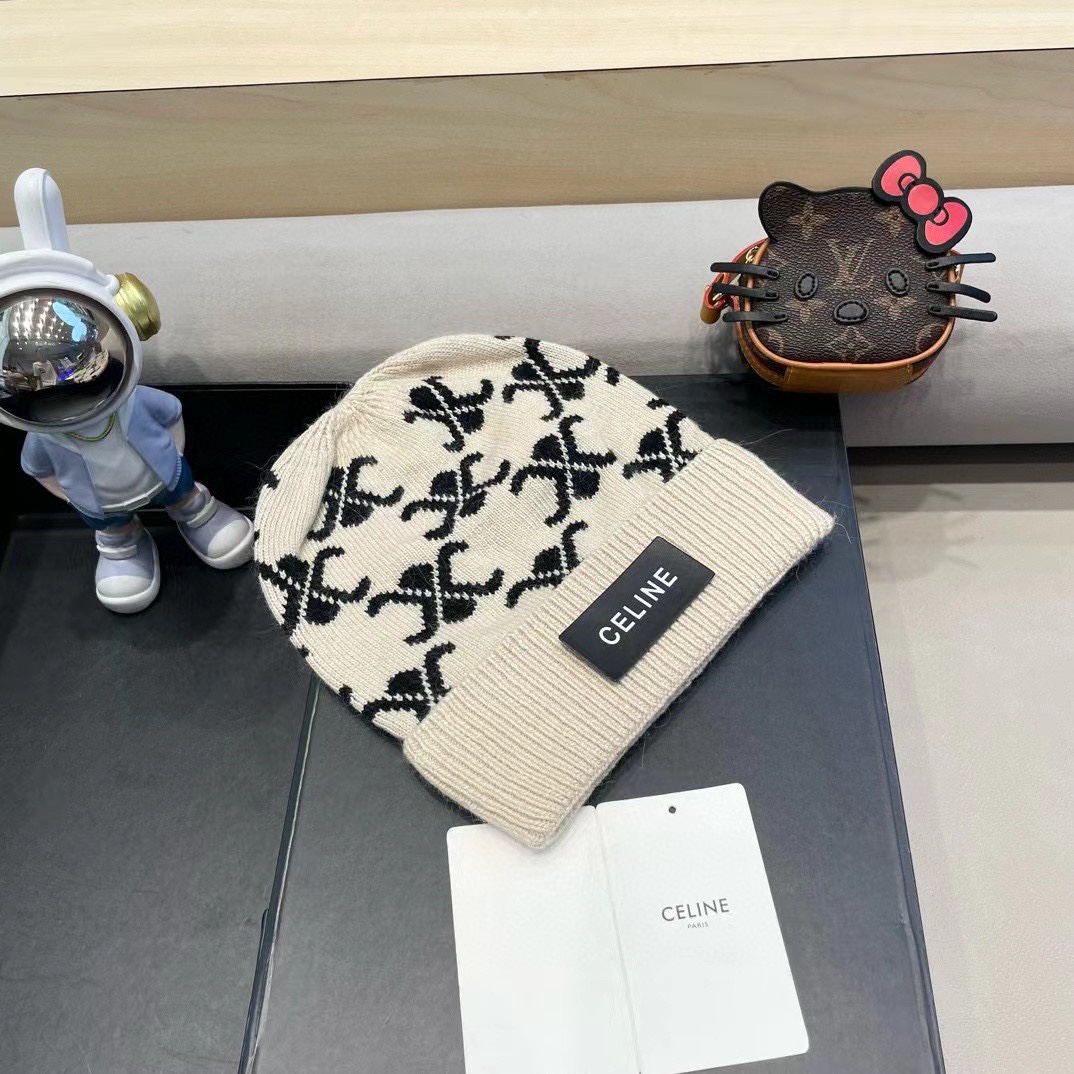  CELINE塞琳2024秋冬新款针织羊毛帽，毛线帽，50羊毛%50兔毛，跑量多色
