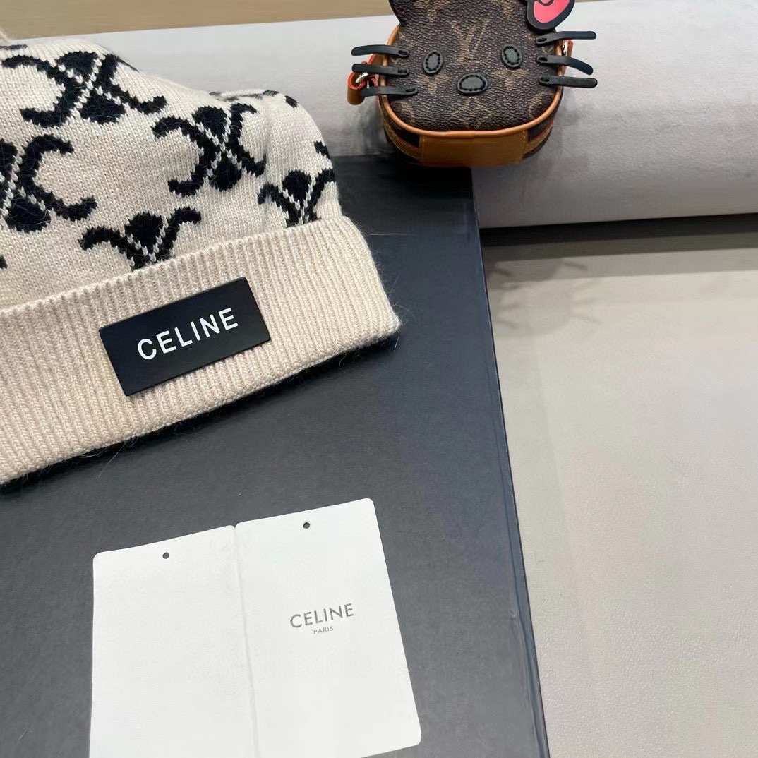  CELINE塞琳2024秋冬新款针织羊毛帽，毛线帽，50羊毛%50兔毛，跑量多色