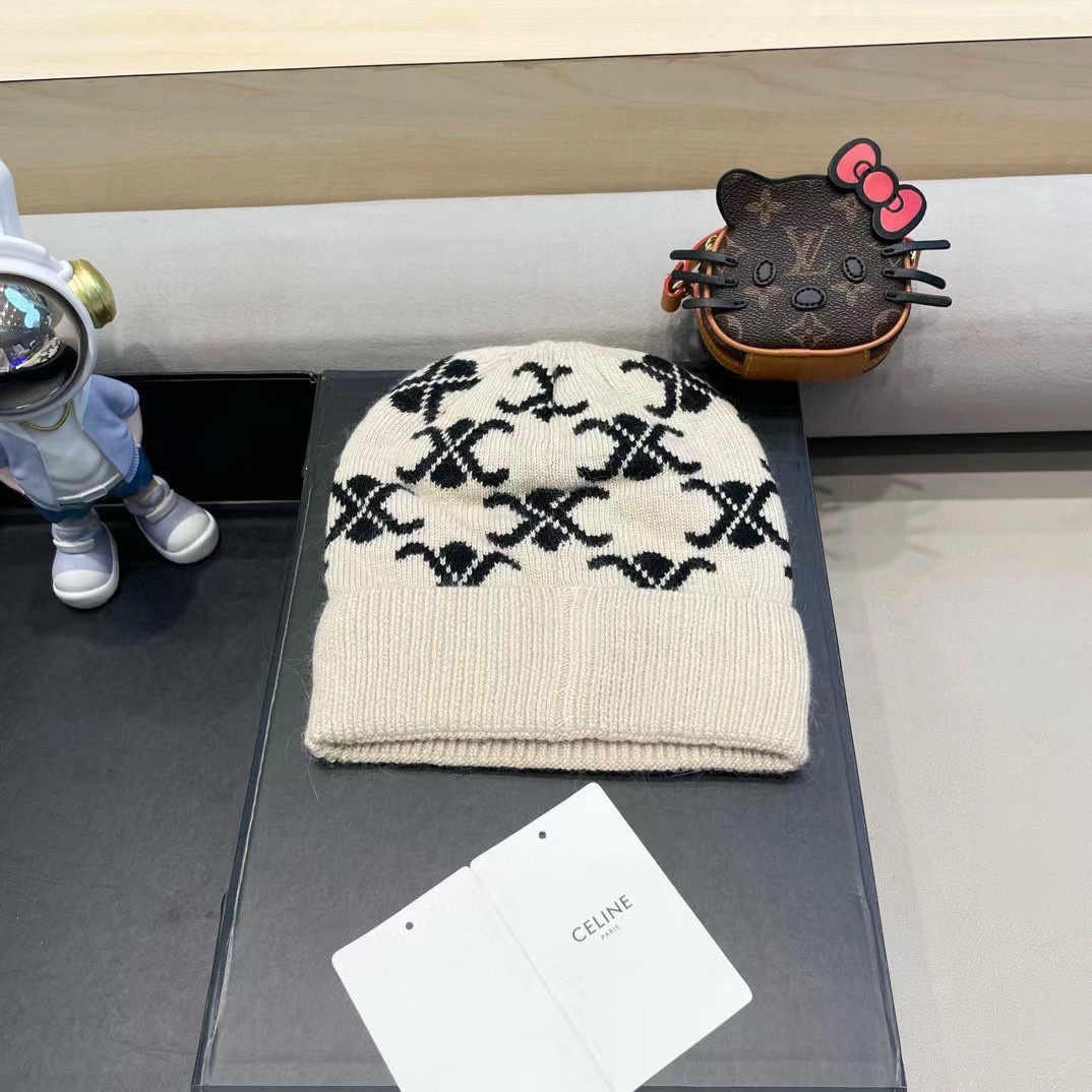  CELINE塞琳2024秋冬新款针织羊毛帽，毛线帽，50羊毛%50兔毛，跑量多色