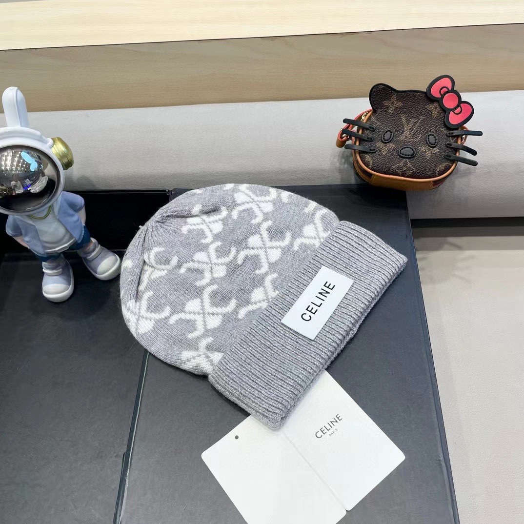  CELINE塞琳2024秋冬新款针织羊毛帽，毛线帽，50羊毛%50兔毛，跑量多色