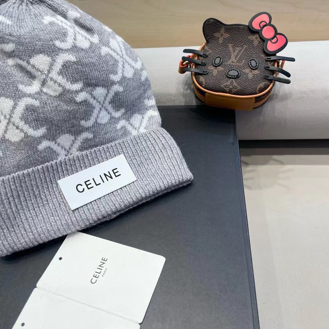  CELINE塞琳2024秋冬新款针织羊毛帽，毛线帽，50羊毛%50兔毛，跑量多色