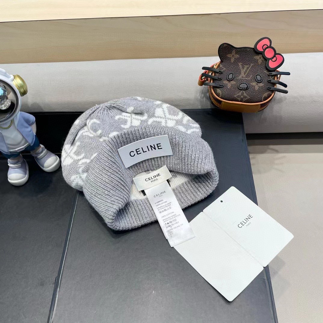  CELINE塞琳2024秋冬新款针织羊毛帽，毛线帽，50羊毛%50兔毛，跑量多色