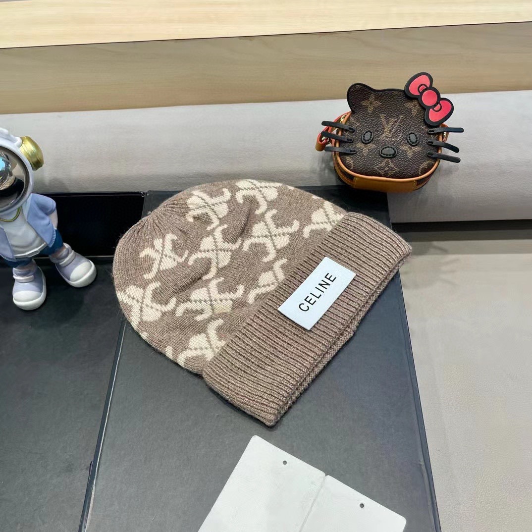  CELINE塞琳2024秋冬新款针织羊毛帽，毛线帽，50羊毛%50兔毛，跑量多色