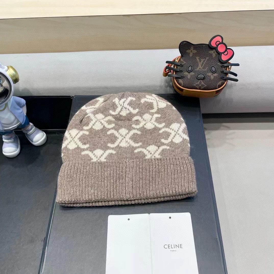  CELINE塞琳2024秋冬新款针织羊毛帽，毛线帽，50羊毛%50兔毛，跑量多色