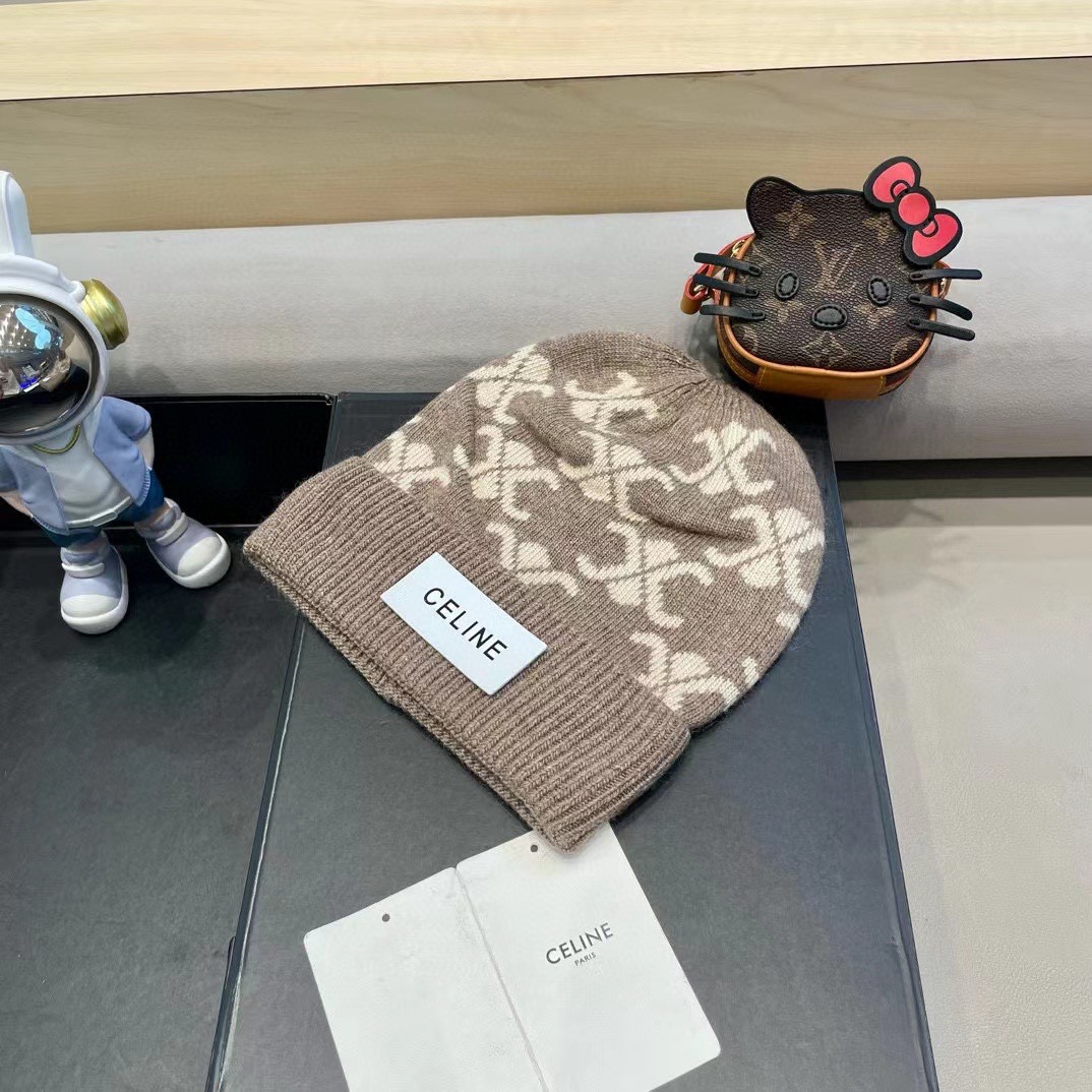  CELINE塞琳2024秋冬新款针织羊毛帽，毛线帽，50羊毛%50兔毛，跑量多色